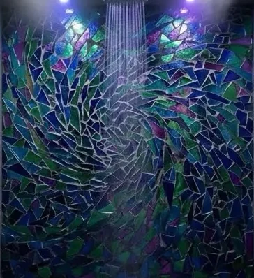 The Wave, hand-cut glass mosaic cropped to the artwork